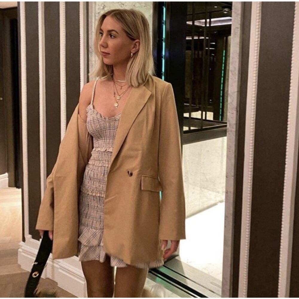 Charlie Holiday Dune Tan Double Breasted Blazer Size 8